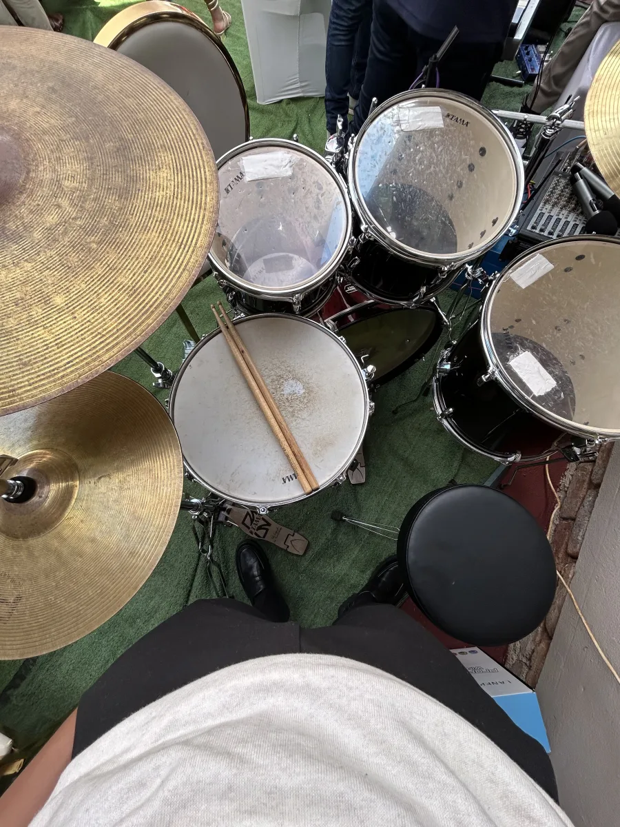 Close-up drum performance moment